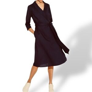 Misha Nonoo The Aegean Linen Cotton Wrap Dress Black Size 6